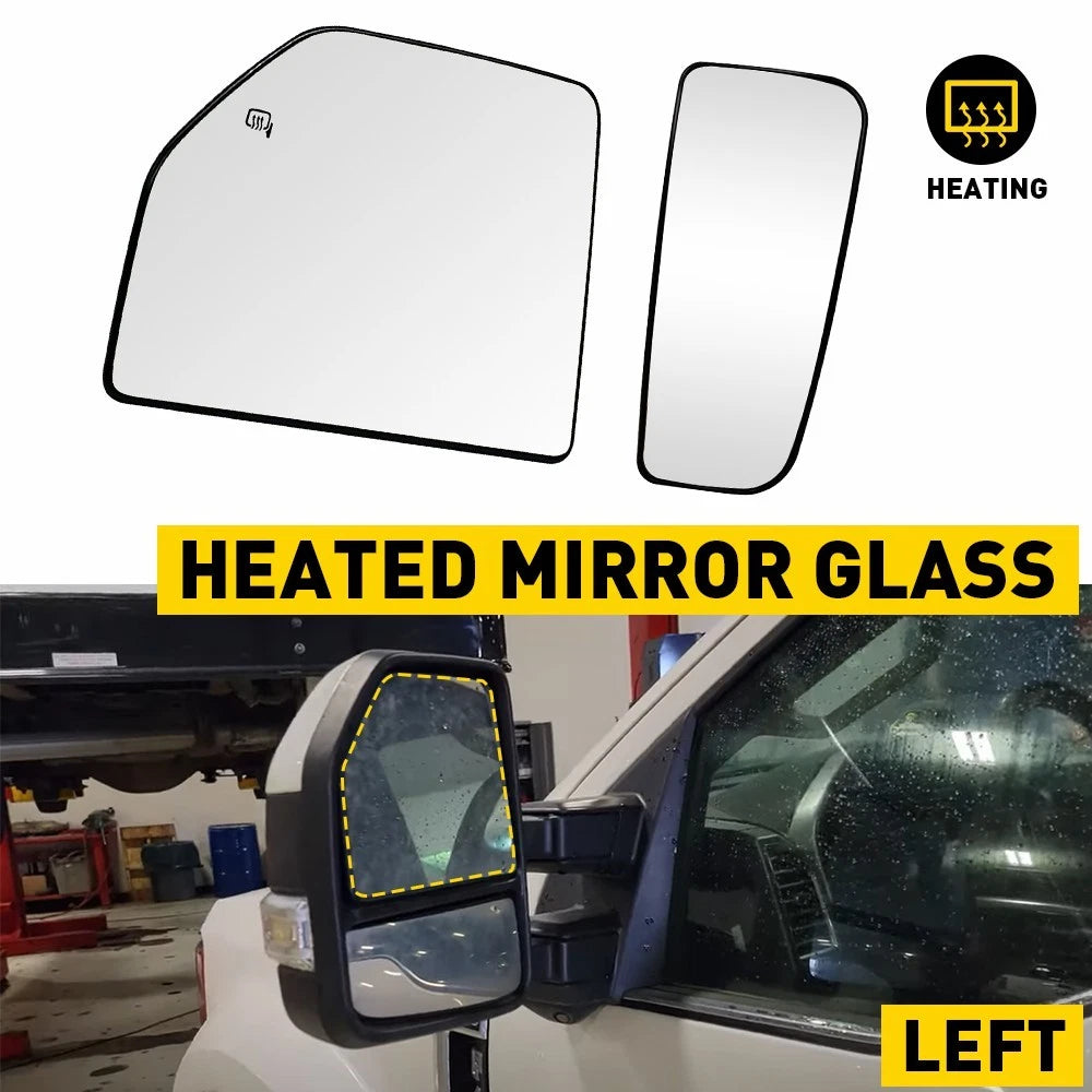 Left Upper+Lower Towing Mirror Glass for Ford F150 (2015–2020)