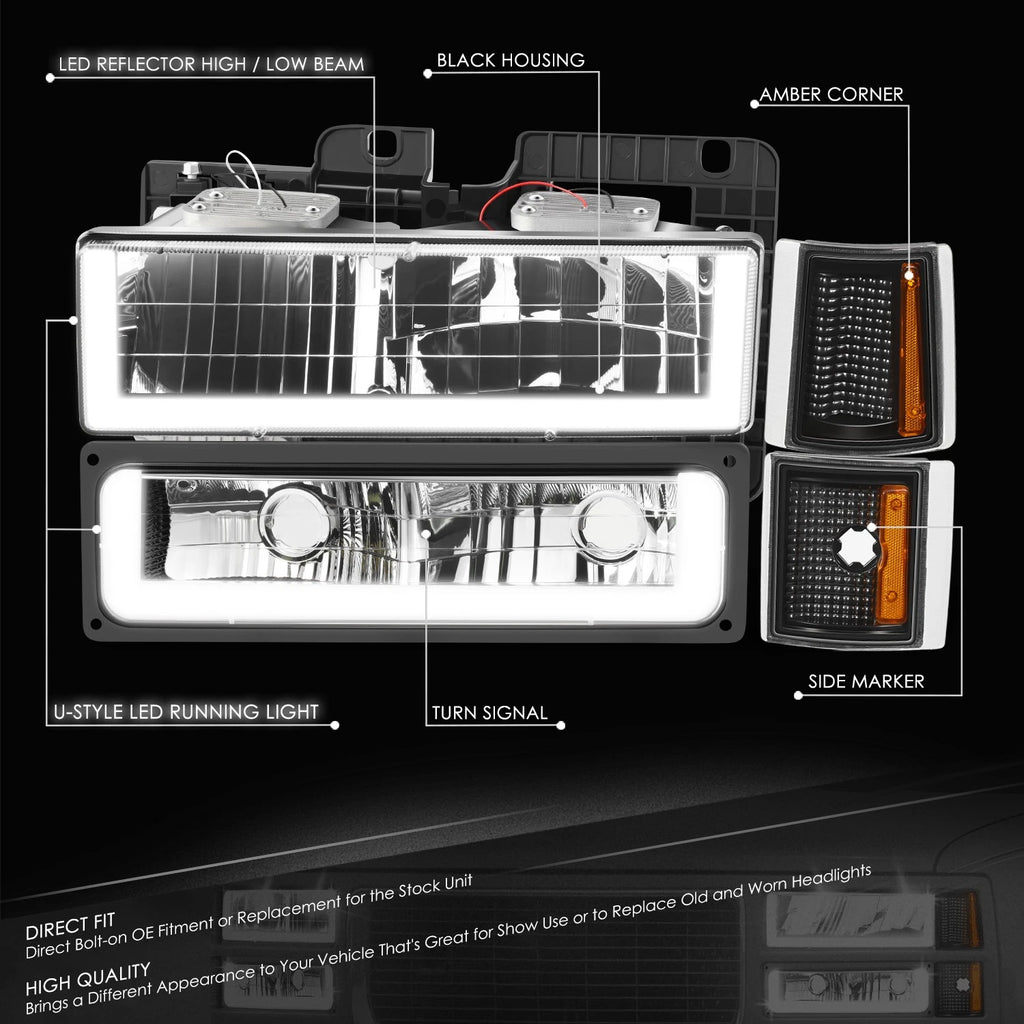 LED Headlight + Signal + Amber Corner Lamp for GMC C/K 1500-3500 (1994–2000)