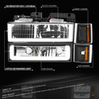 LED Headlight + Signal + Amber Corner Lamp for GMC C/K 1500-3500 (1994–2000)