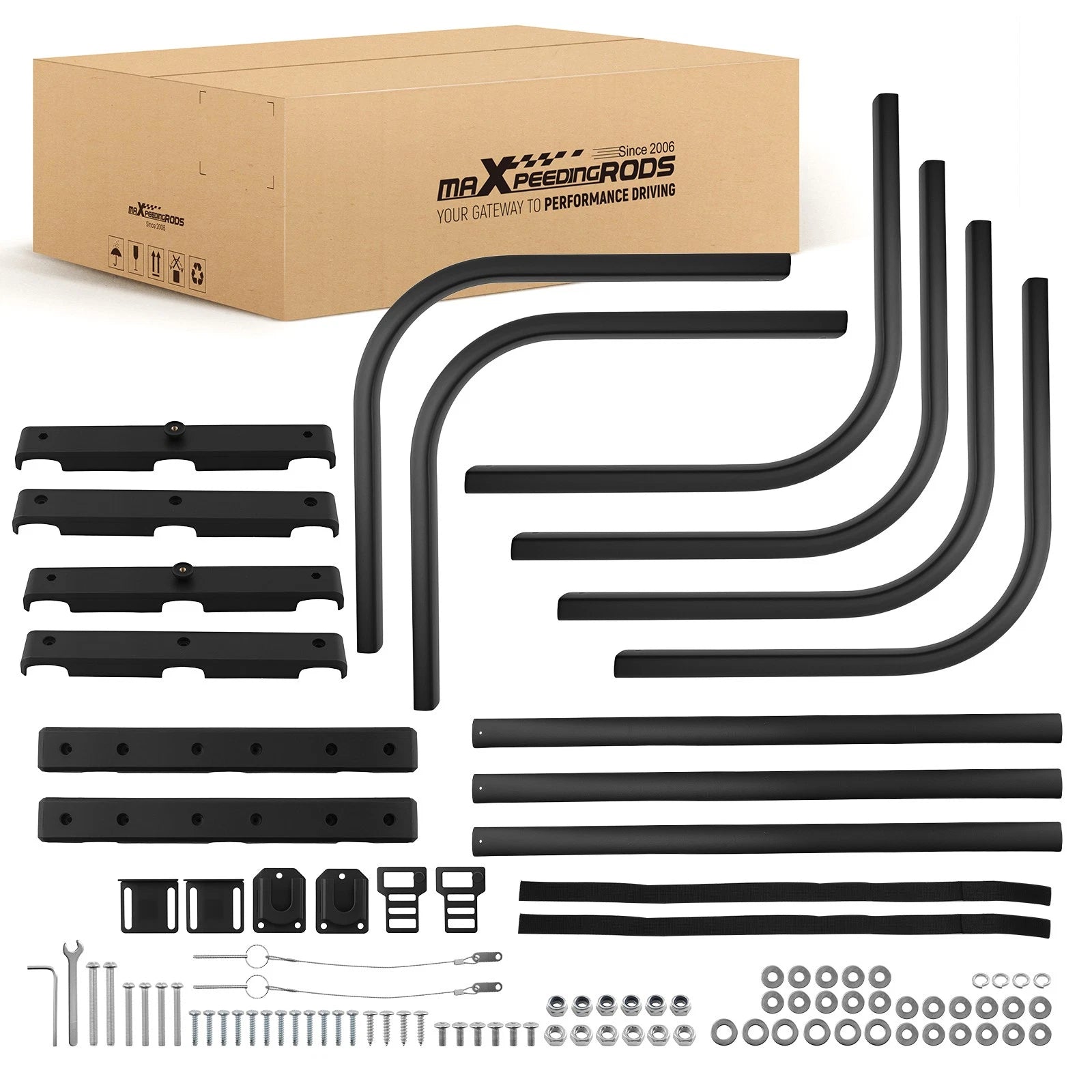 Adjustable Aluminum Truck Bed Extender for Small Pickup (49-61in) Black Rail