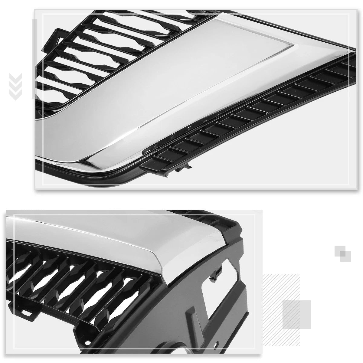 Chrome Bezel Black Mesh Grille w/Badge Slot for Nissan Rogue (2017–2019)