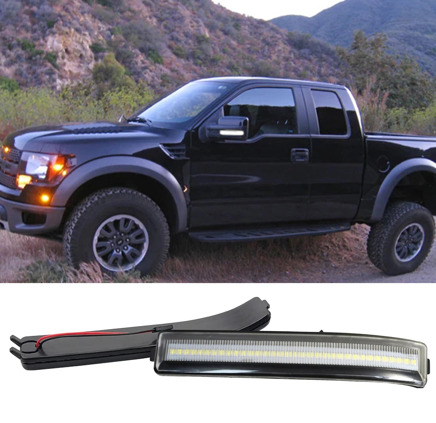 White LED Side Mirror Lights for Ford F150 (2009–2014)
