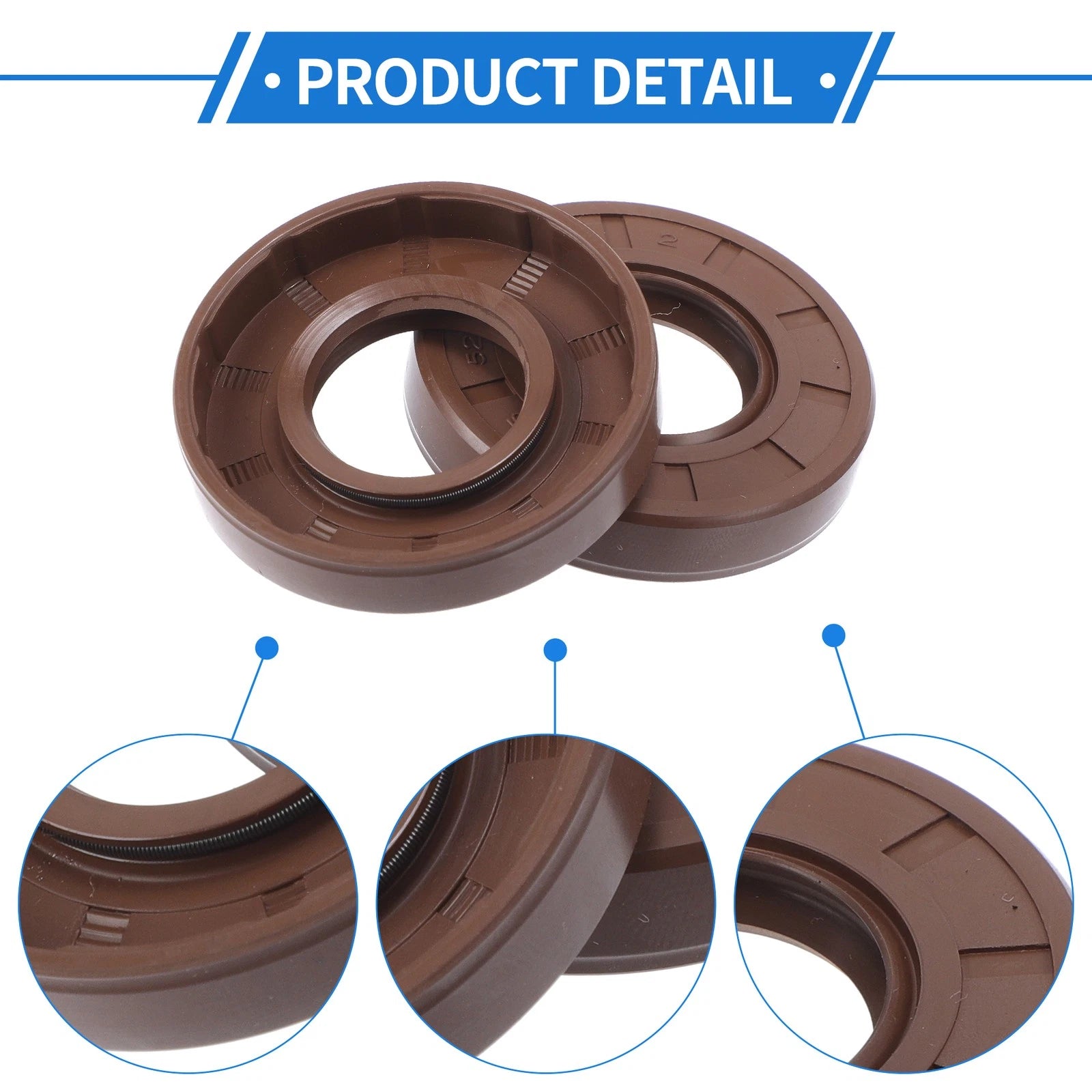 Set of 2 Oil Seal Rotary Shaft Seal FKM Rubber 25x52x10mm