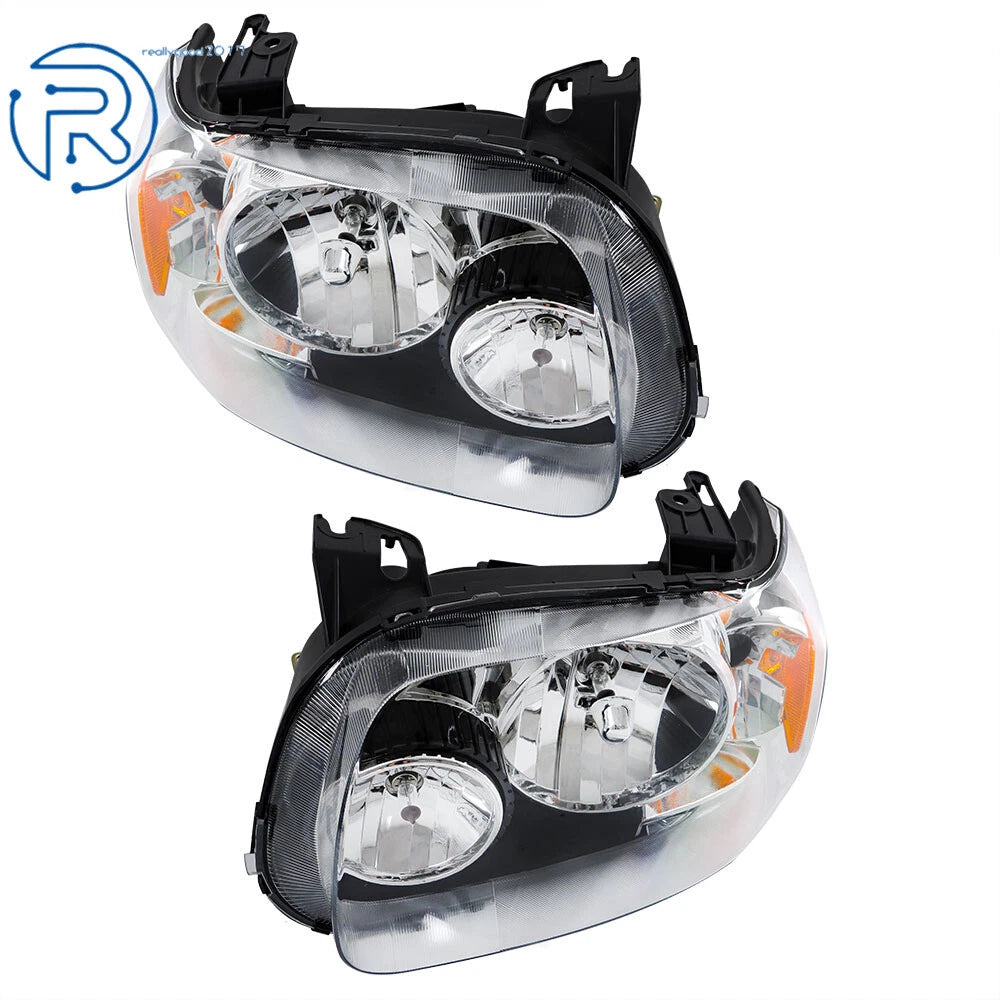 Set of 2 Chrome Halogen Headlights for Ford Escape (2005-2007)