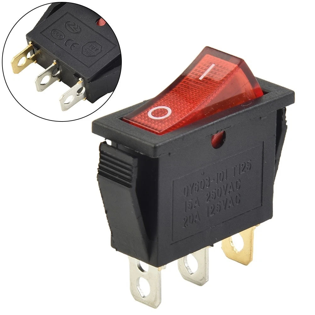 Rocker Switch 15A 250V 20A 125V Red ON-OFF-ON 3 Pin for Automotive