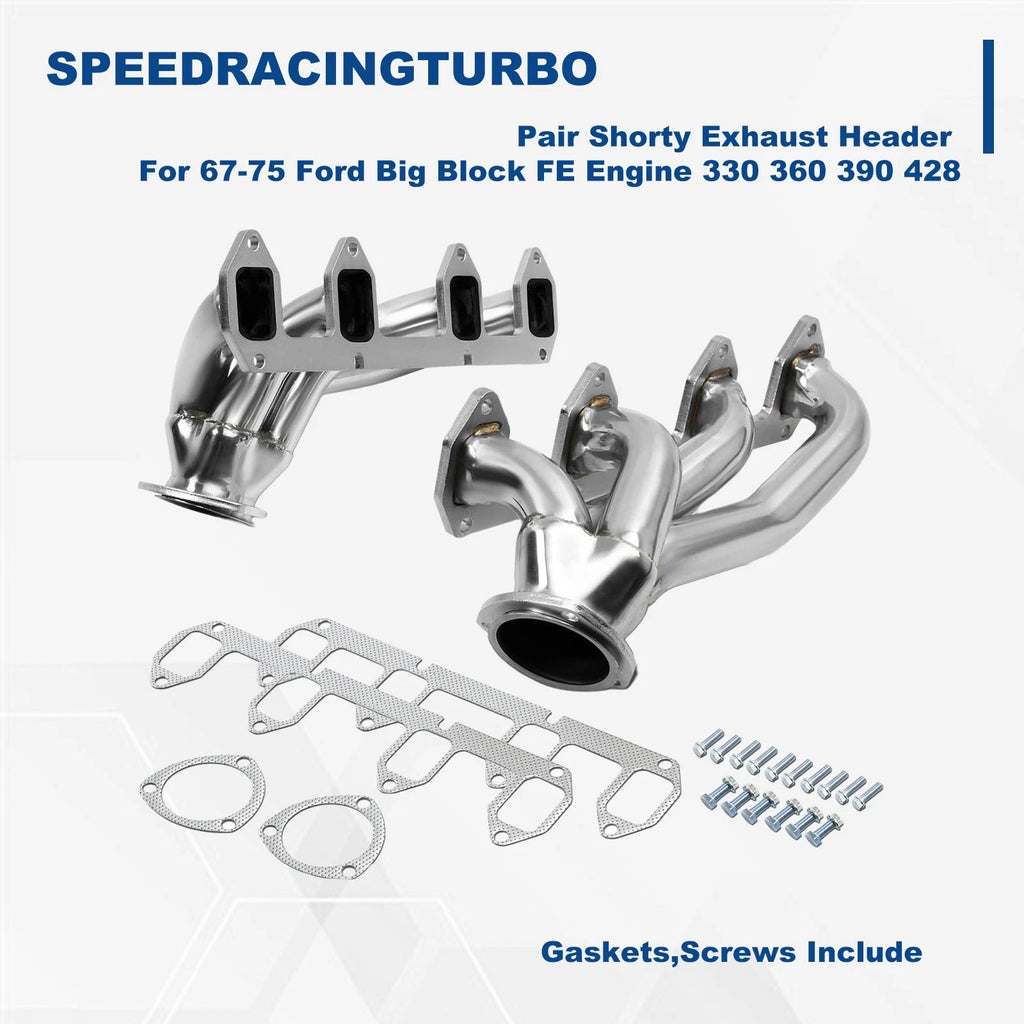 Shorty Exhaust Header for Ford Big Block FE 330 360 390 428 (1967–1975)