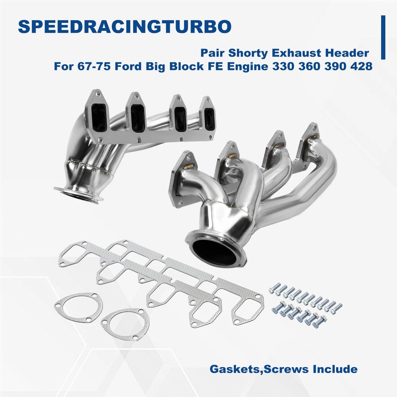 Shorty Exhaust Header for Ford Big Block FE 330 360 390 428 (1967–1975)