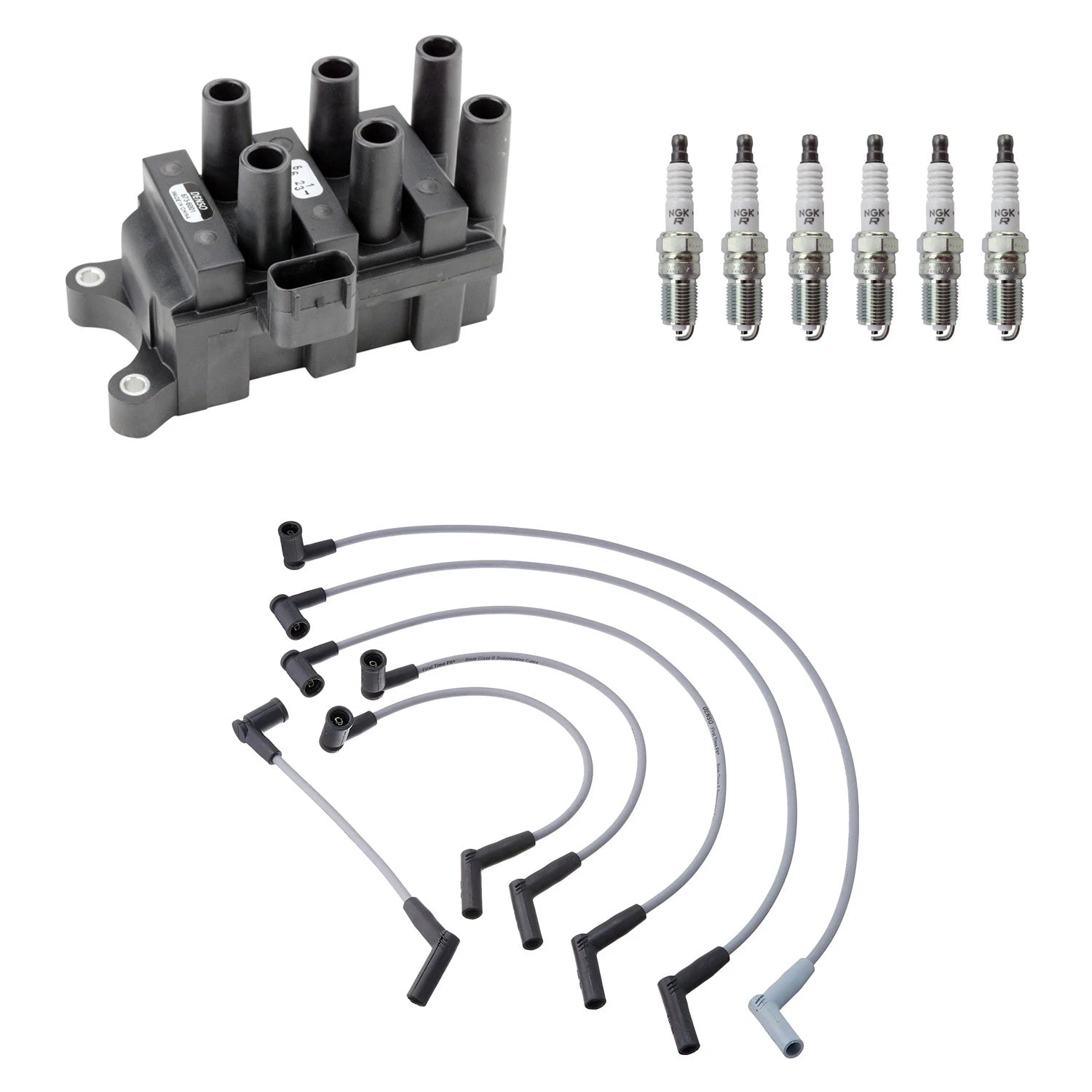 Set of 6 Denso Ignition Coil Wires & NGK Spark Plugs for Taurus V6