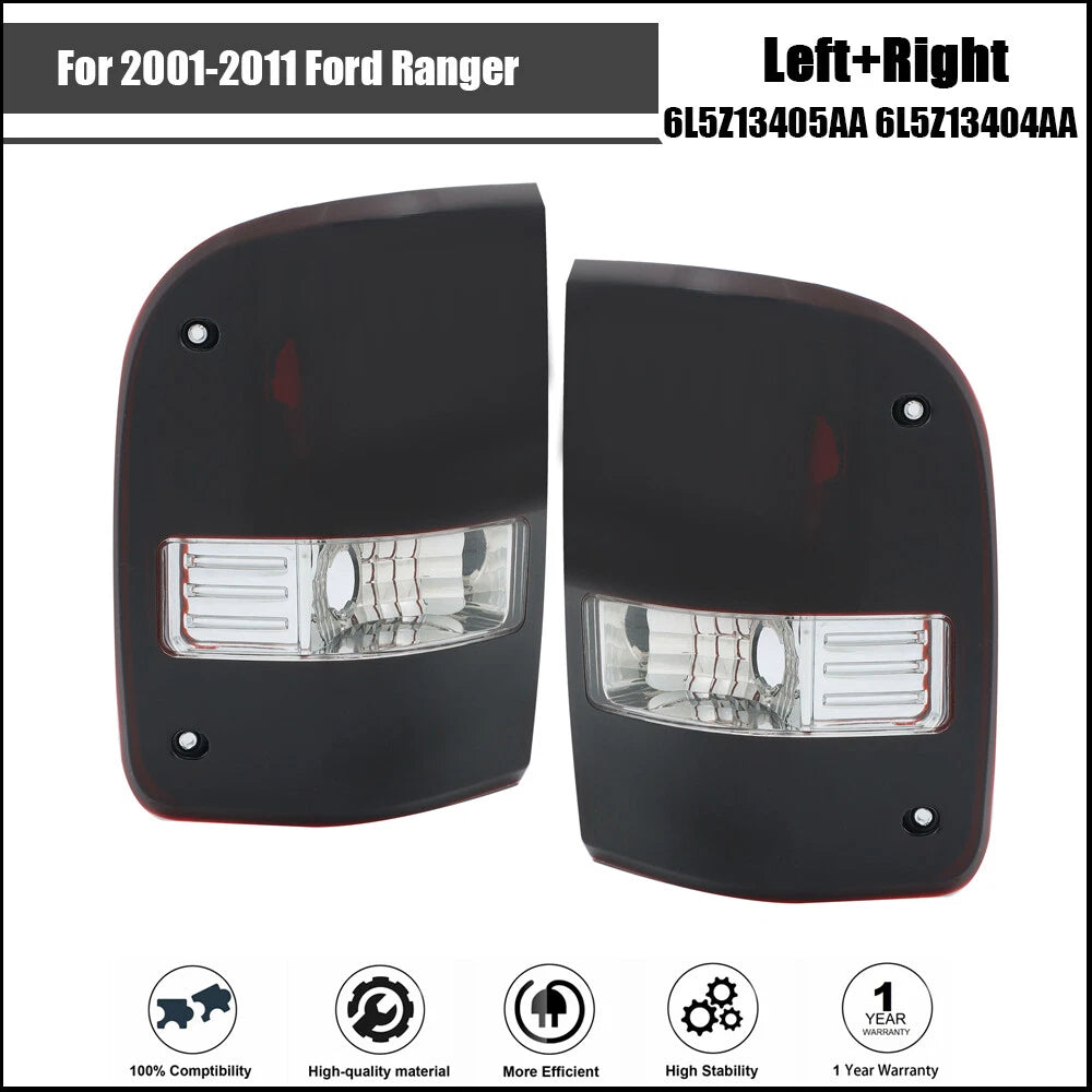 Set of 2 Dark Red Smoke Tail Lights for Ford Ranger (2001–2011)