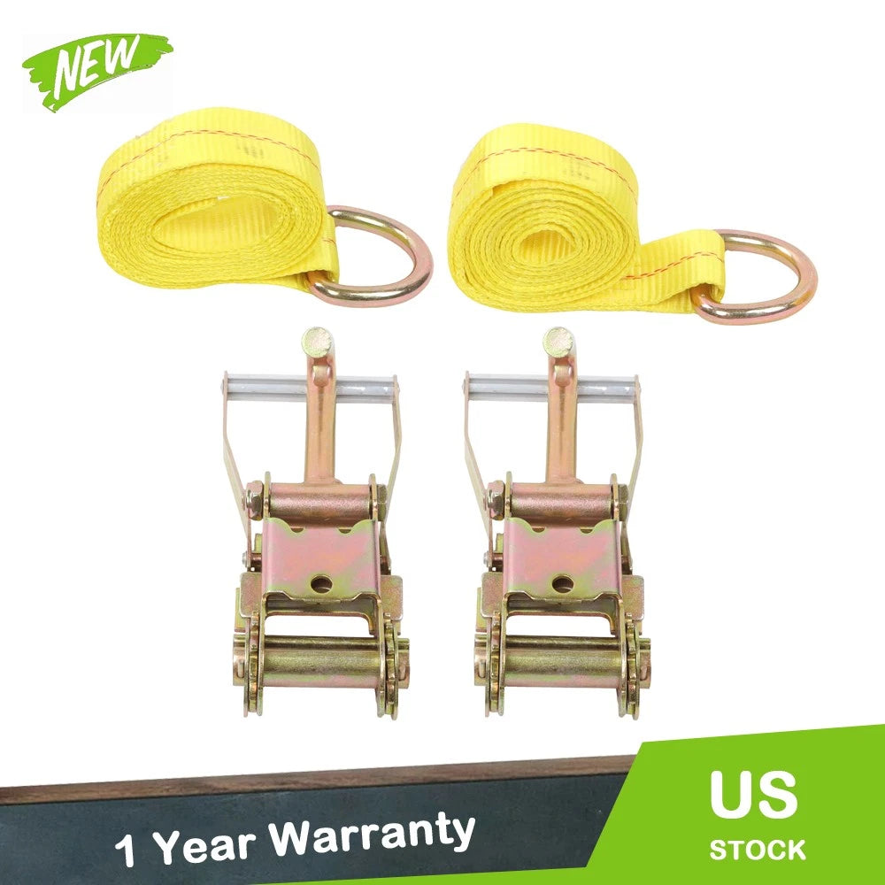 2X Wheel Lift Straps with 2" Ratchets for Tow Trucks (3333 lbs Capacity)