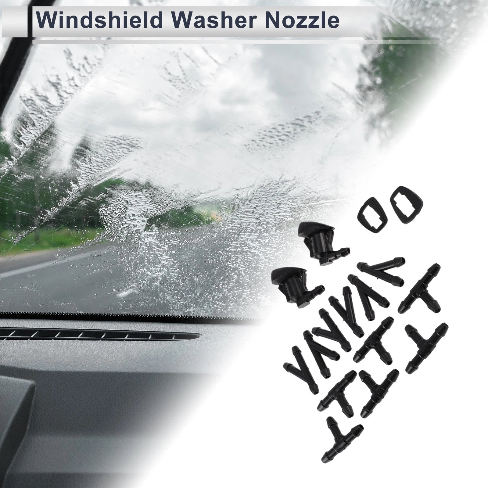 Windshield Washer Nozzle Set of 6 w/ Hose Connector for GMC (No. 15247800)