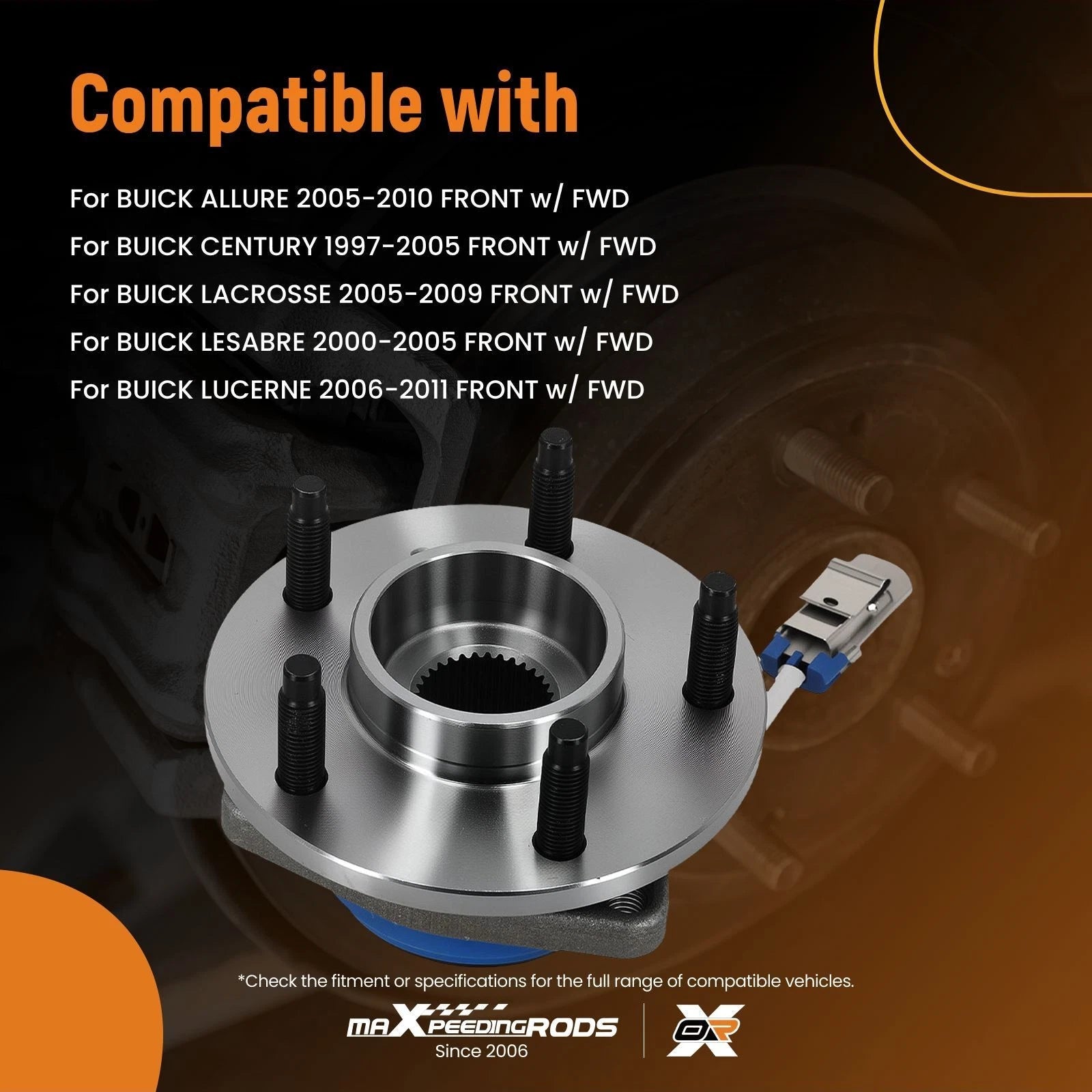 Front Wheel Hub & Bearing Kit for Cadillac DeVille DTS Eldorado (2000–2005) 513121 w/ABS