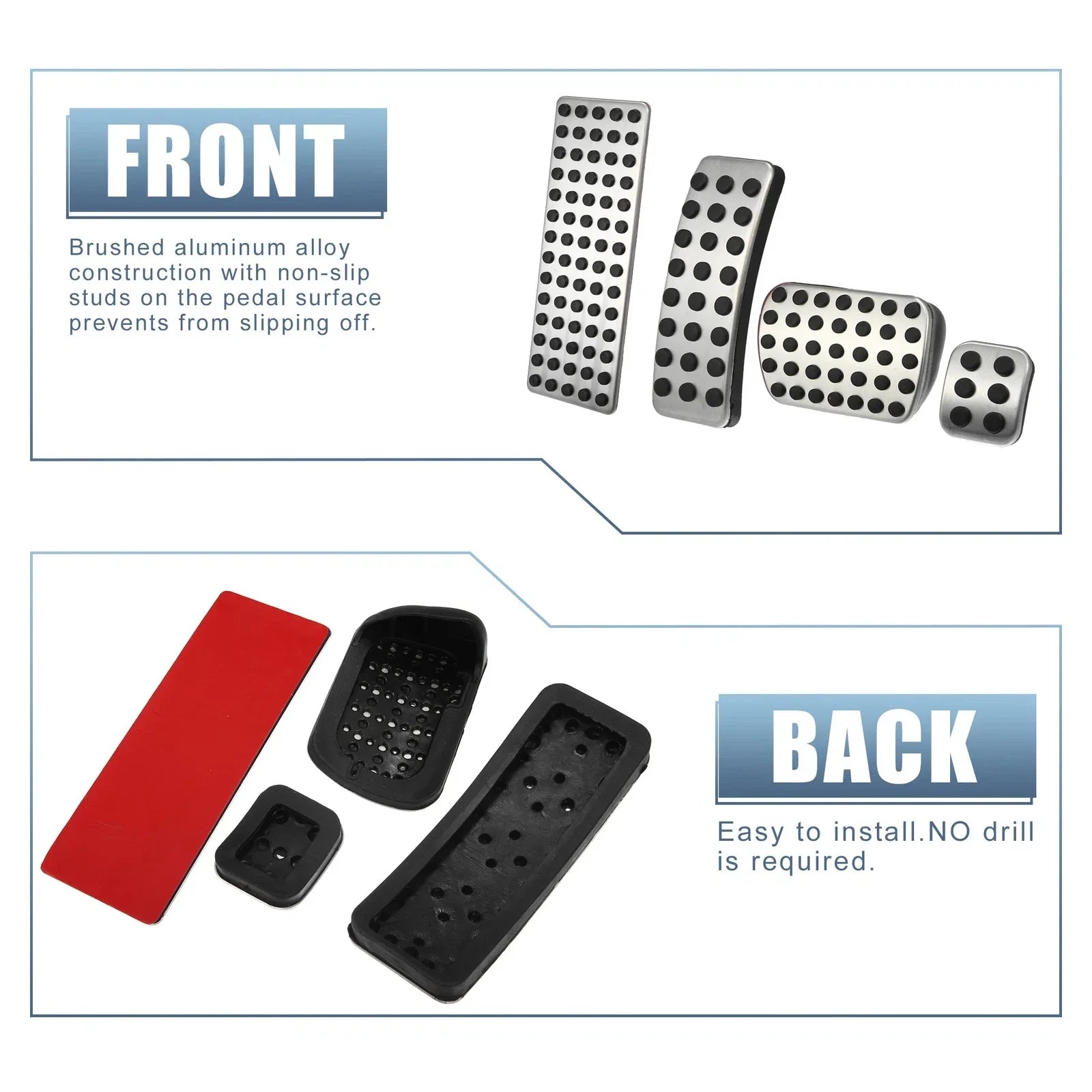 4 Pcs Accelerator & Brake Pedal Covers for Mercedes-Benz CLA180 (2015)