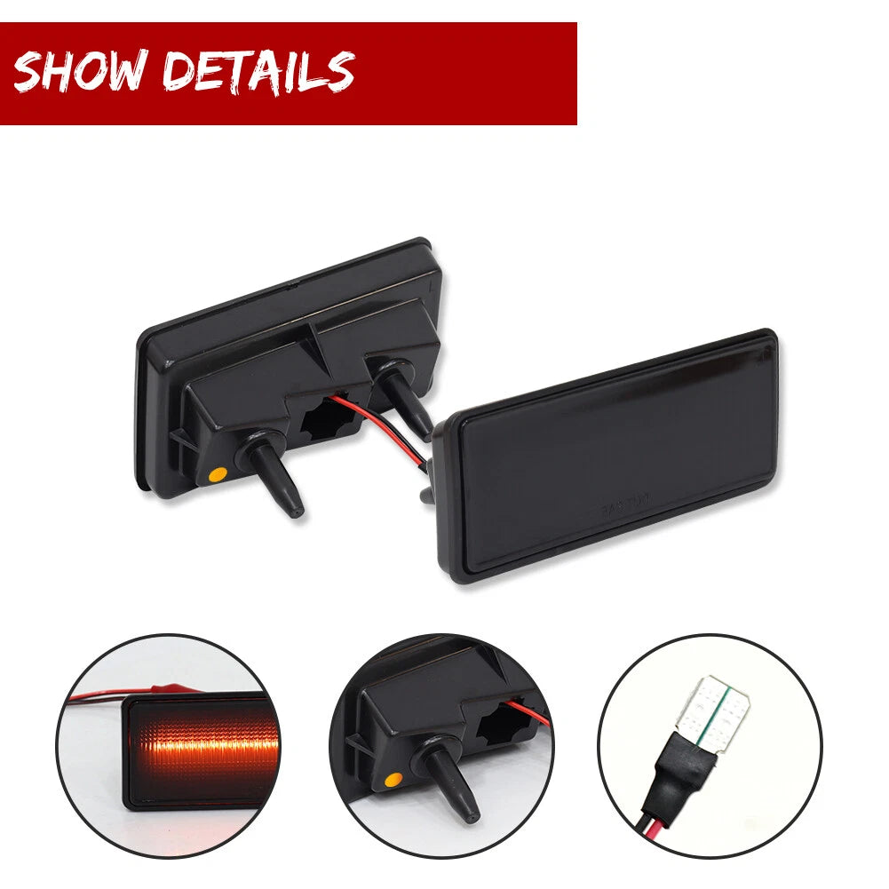 2X Smoke Lens Amber LED Front Side Marker Lights for Chevy Corvette C3 (1974–1979)