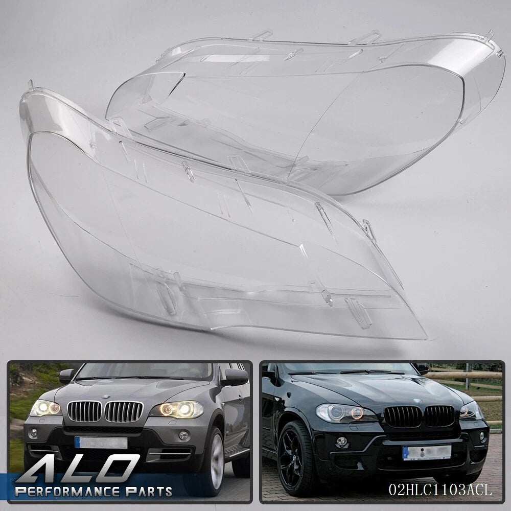 Set of 2 Headlight Lampshade Replacement Lens for BMW X5 (2007–2012)