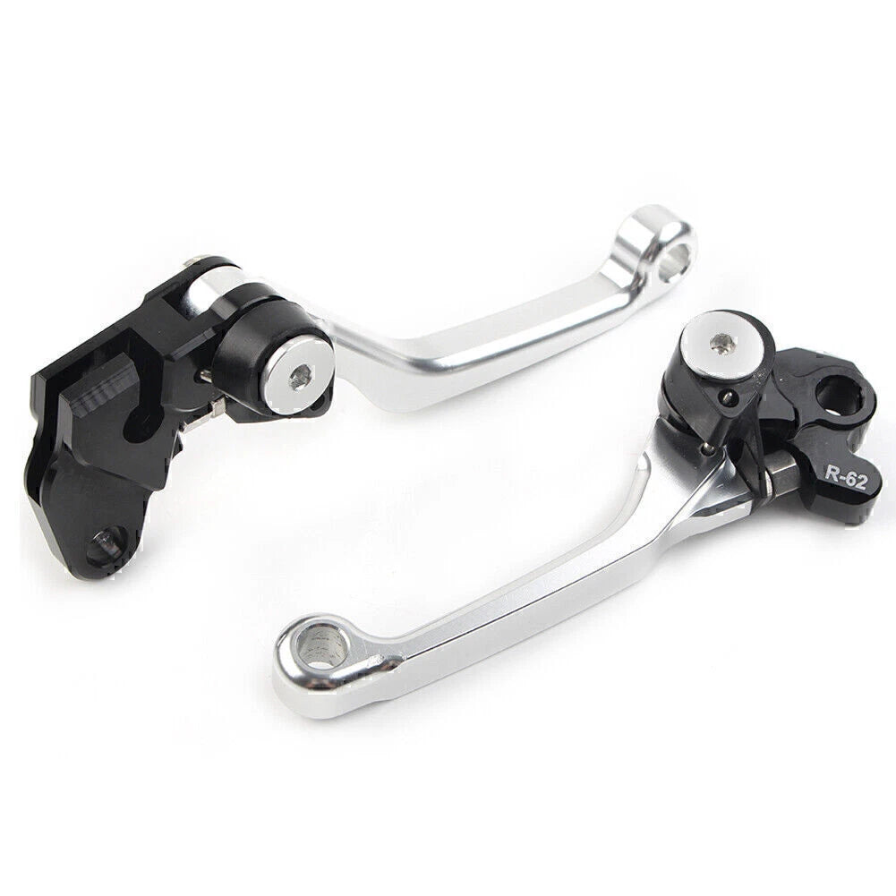 Pair Silver Pivot Brake Clutch Levers for Suzuki RM85 RM125 RM250 (2001–2023)