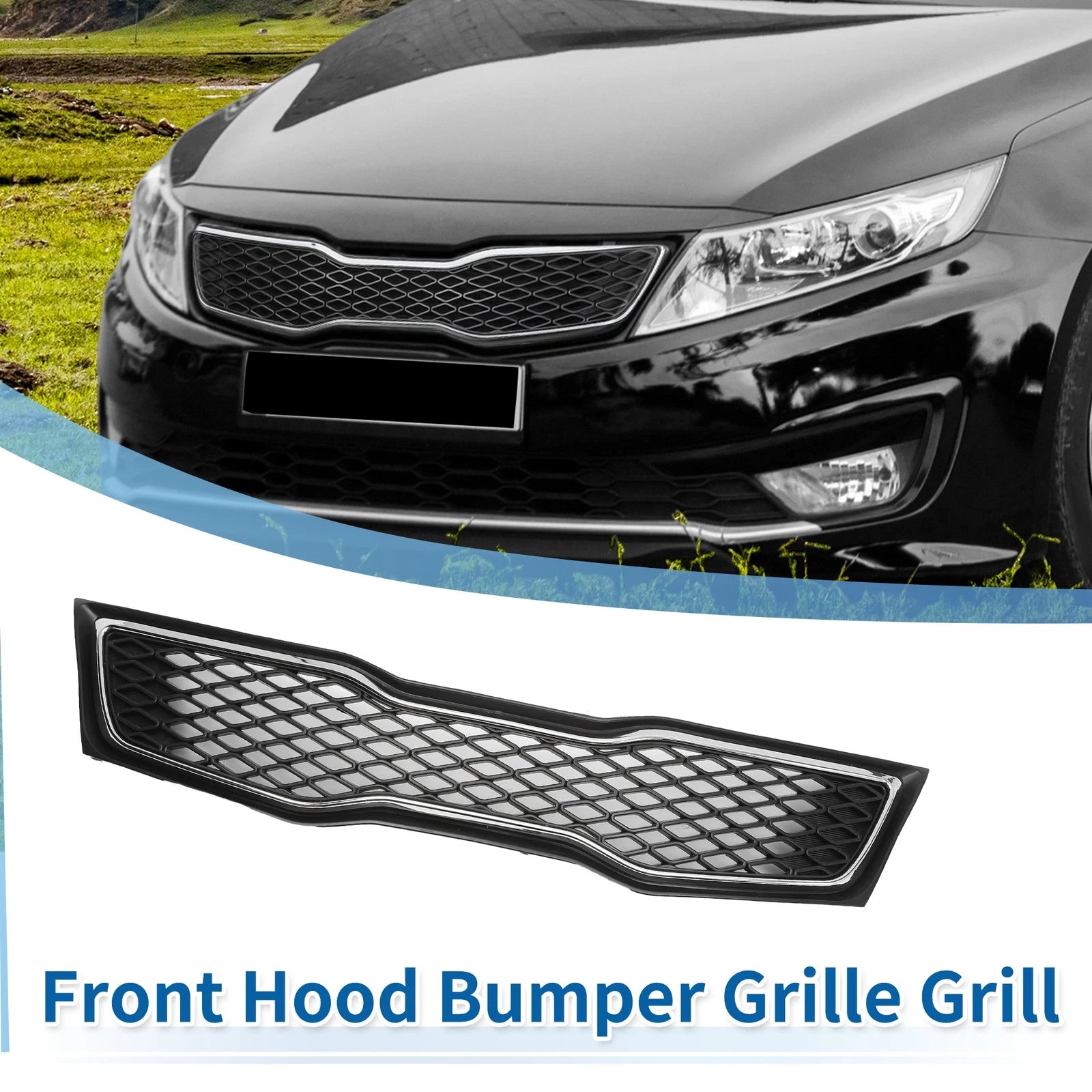 Front Upper Bumper Grille for Kia Optima (2011–2013) Black Chrome