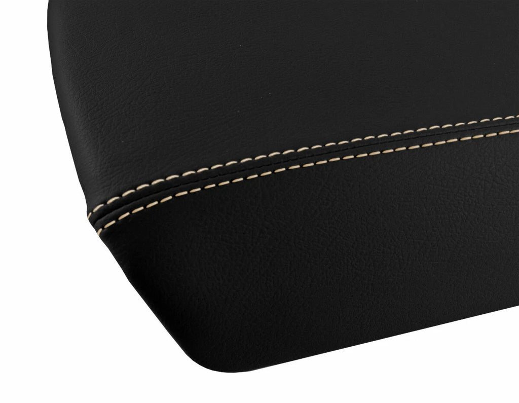 Leather Console Lid Armrest Cover for Ford Edge (2011–2020) Beige Stitch