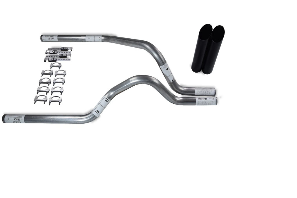 2.5" Dual Exhaust Kit for Dodge Dakota (1987–1996) No Muffler Black Tips