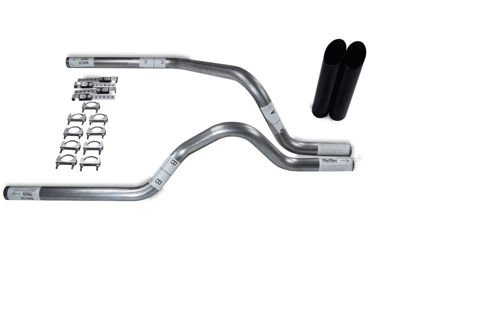 2.5" Dual Exhaust Kit for Dodge Dakota (1987–1996) No Muffler Black Tips