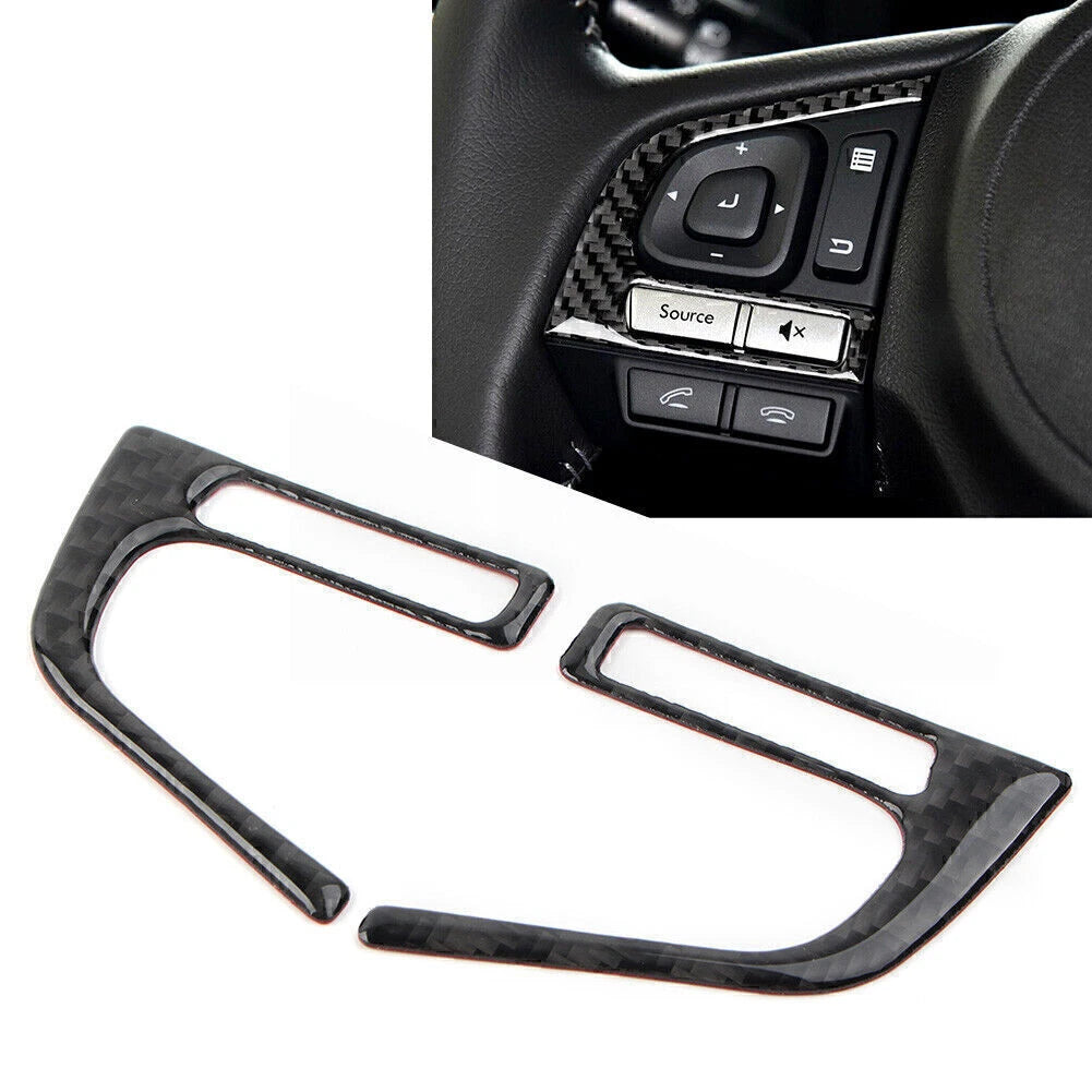 Carbon Fiber Steering Wheel Button Trim Cover for Subaru Forester (2013–2018)