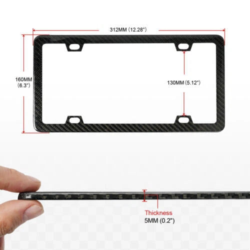 Set of 2 Carbon Fiber Finish Slim License Plate Frames