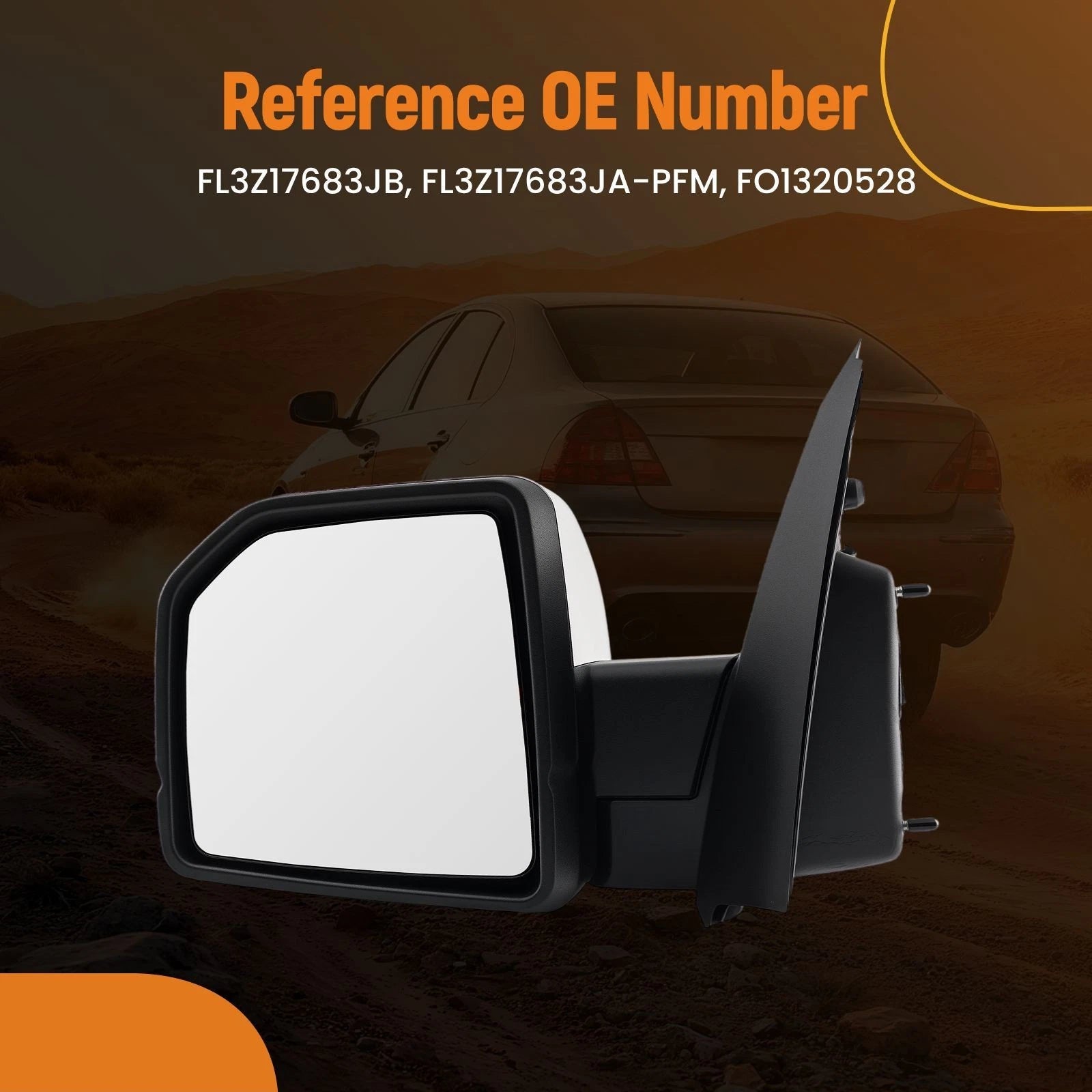 Left Heated Mirror for Ford F-150 XL/XLT Crew Cab (2015–2017) Chrome