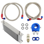 AN10 Oil Cooler 19 Row Universal with Stainless Braided Lines & Adapters