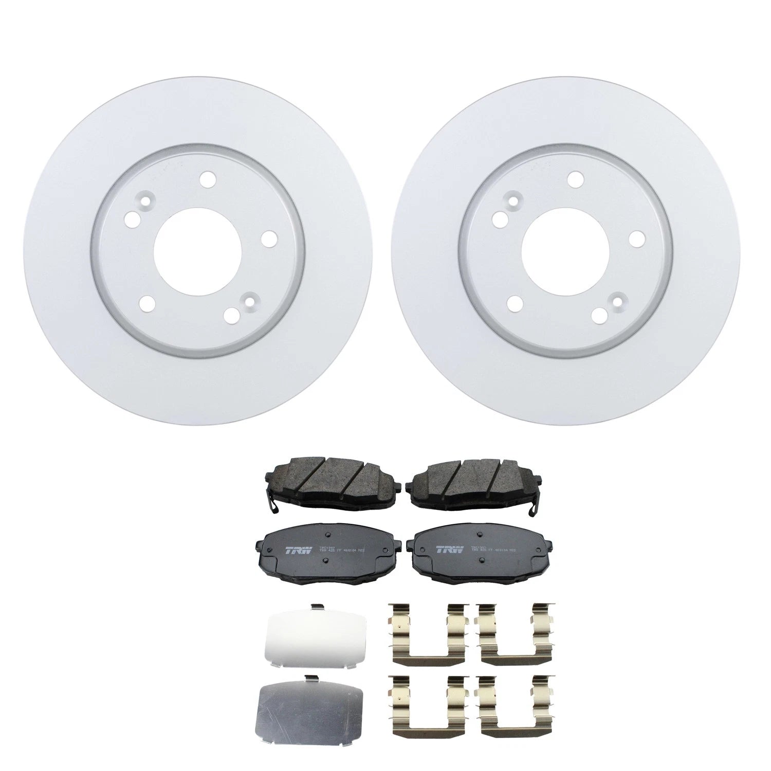 Set of 4 Bosch QuietCast Front Rotors & TRW Pro Ceramic Brake Pads for Elantra Forte