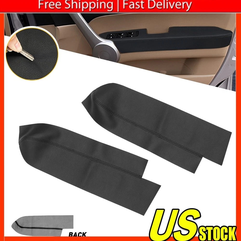 Front Door Panel Armrest Cover for Honda CR-V (2007–2012) Black Synthetic Leather