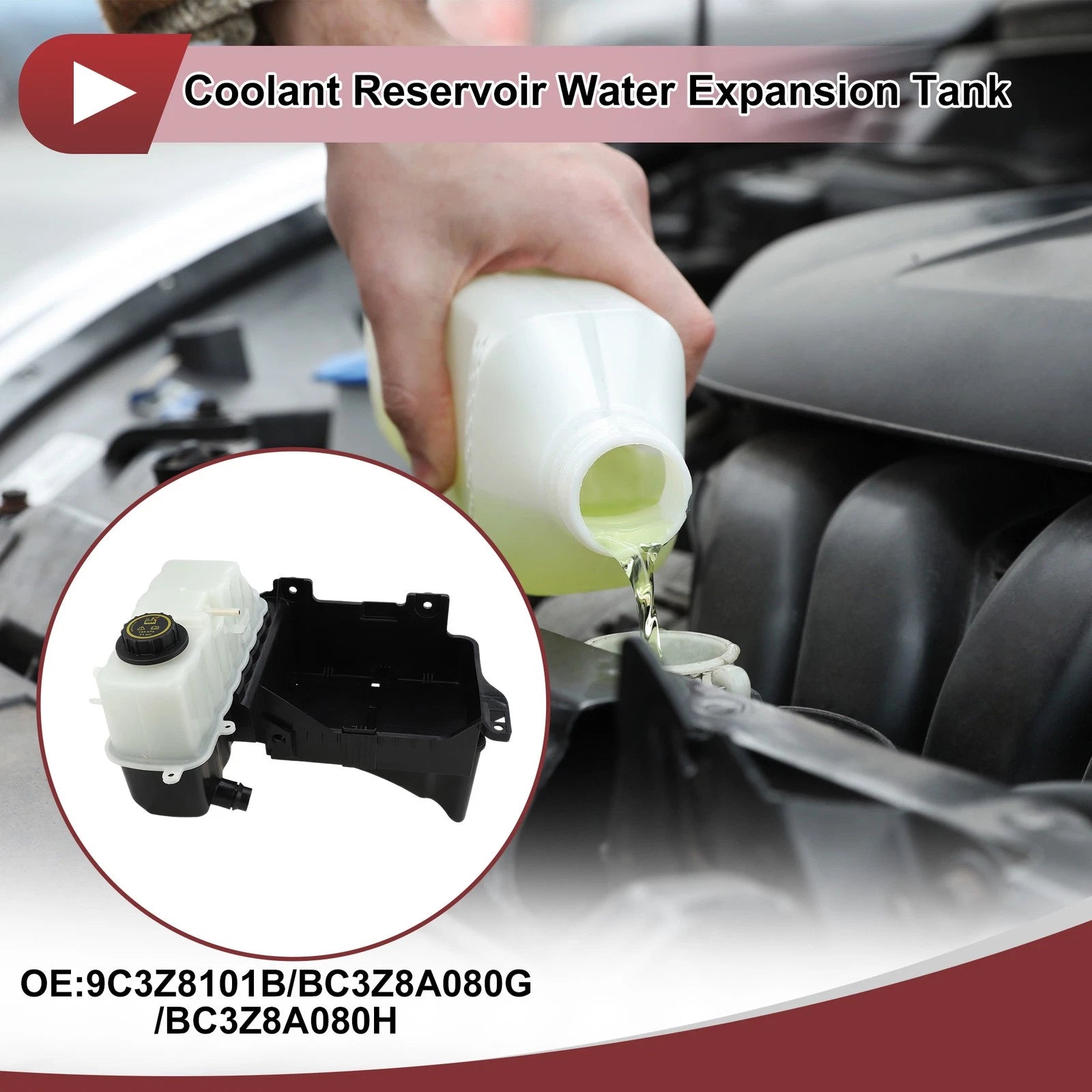 LH Engine Coolant Expansion Overflow Tank w/ Cap No.BC3Z8A080B for Ford F250 F350 (2011–2016)