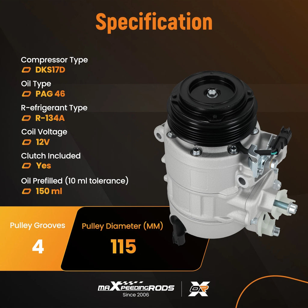 AC Compressor DKS17D for Ford Fusion Titanium 2.0L (2013–2020) 140581C AIG356