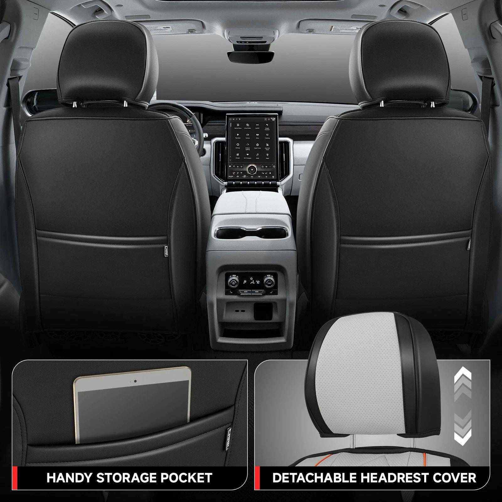 Set of 2 Front Row Seat Covers for Universal Touring Series (Grey)
