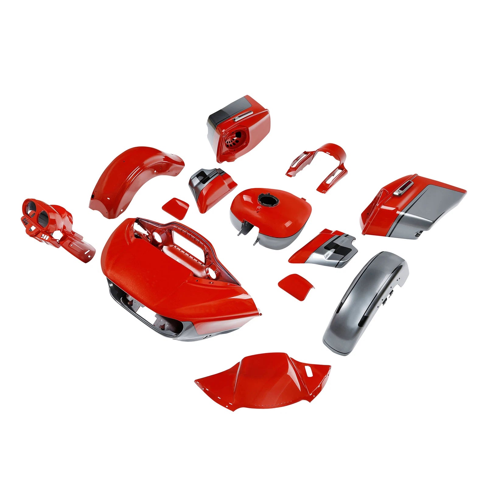 Fairing Bodywork Kit for Harley CVO Road Glide (2015–2024) Pearl Red & Silver Gray