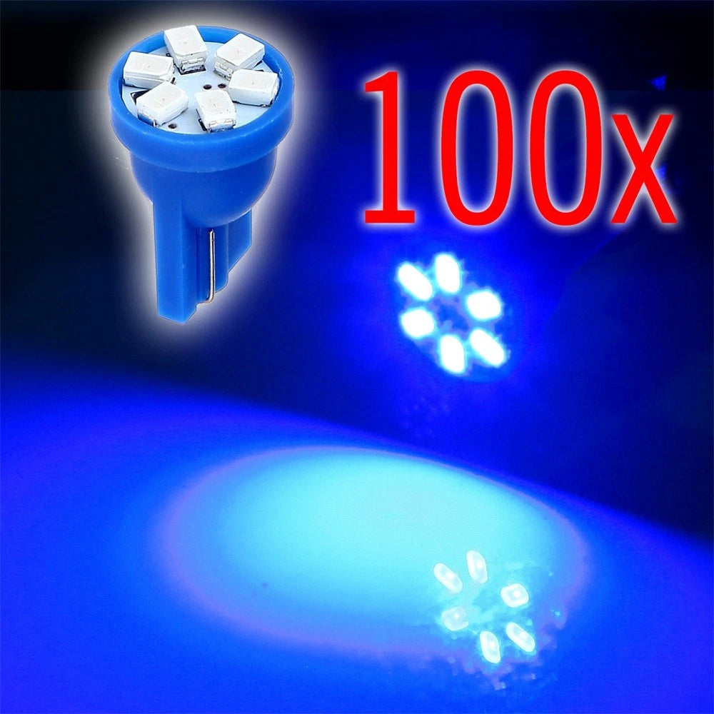 100pcs T10 194 168 Wedge 3020 6 SMD LED Bulbs for Instrument Cluster (N/A)