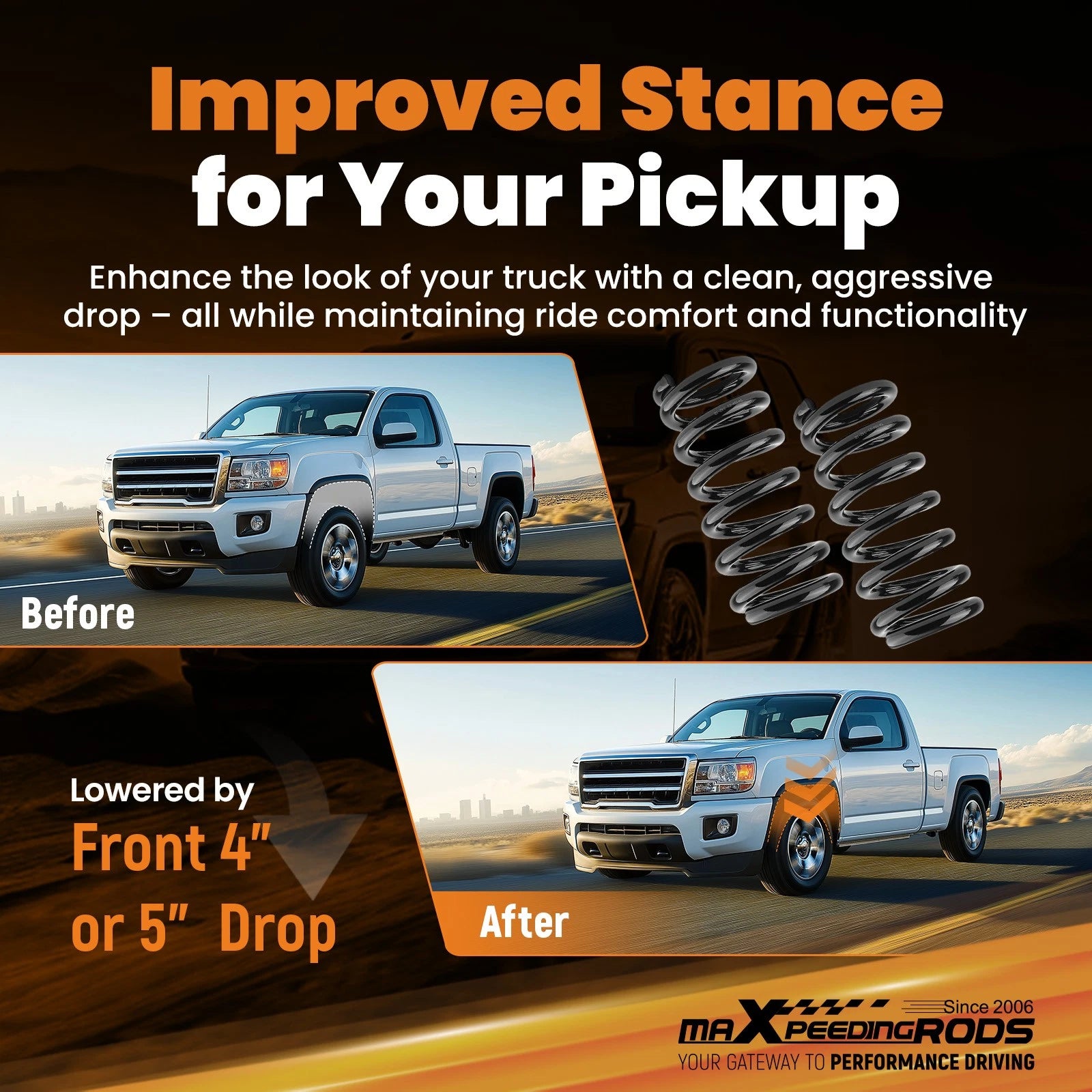 5" Front Drop Kit Coils Spindles for Chevrolet Silverado C1500 C2500 (1988–1998)
