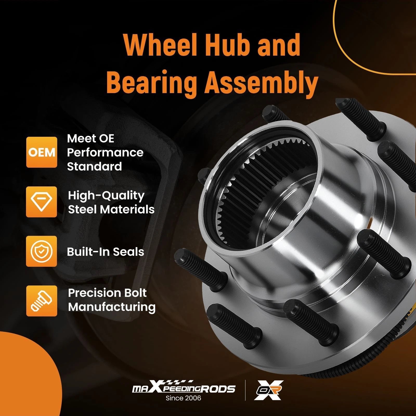 8 Lug Front Hub Kit for Ford F-250 F-350 F-450 F-550 4x4 (1999–2004)