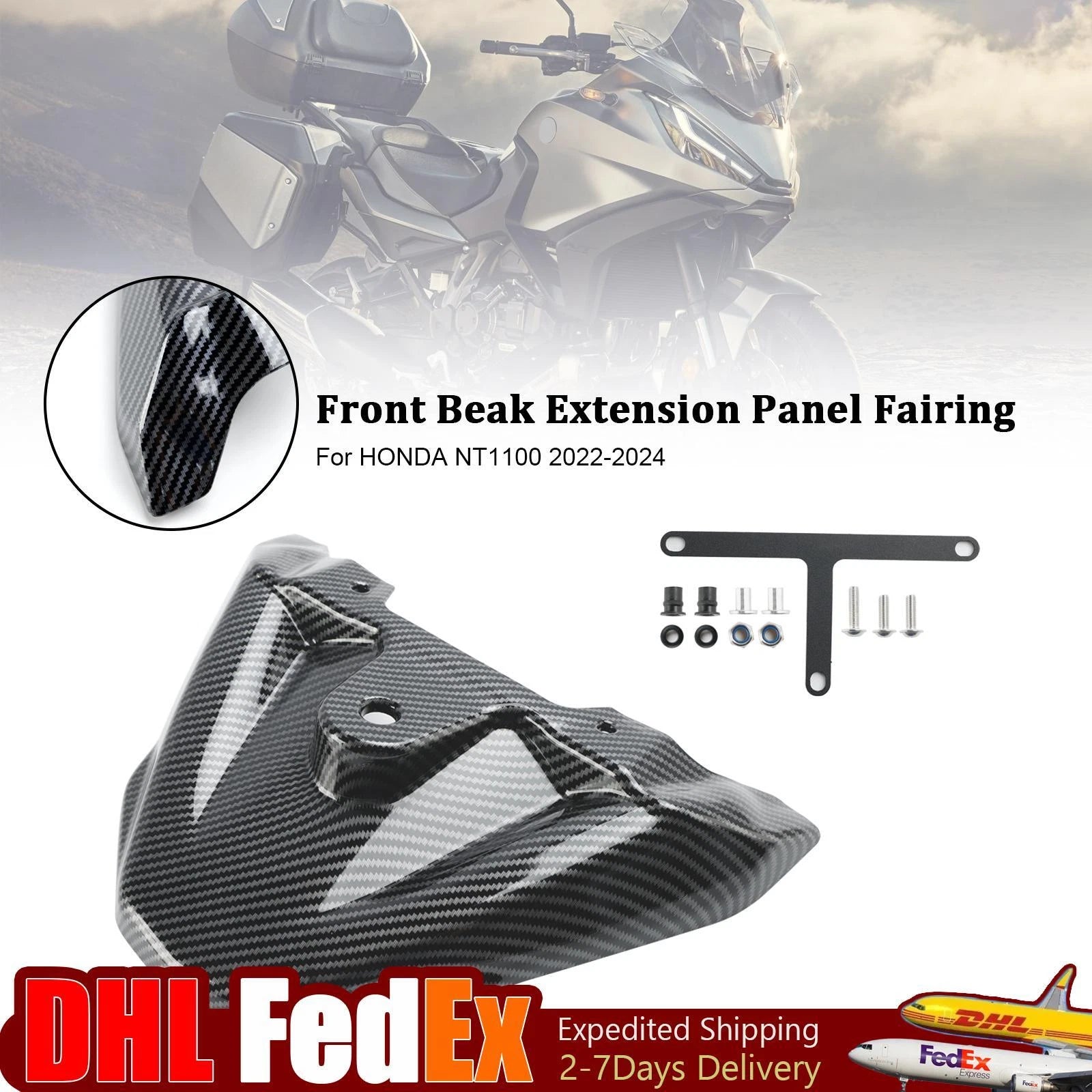 Front Beak Extension Nose Panel Fairing for Honda NT1100 (2022–2024) Carbon