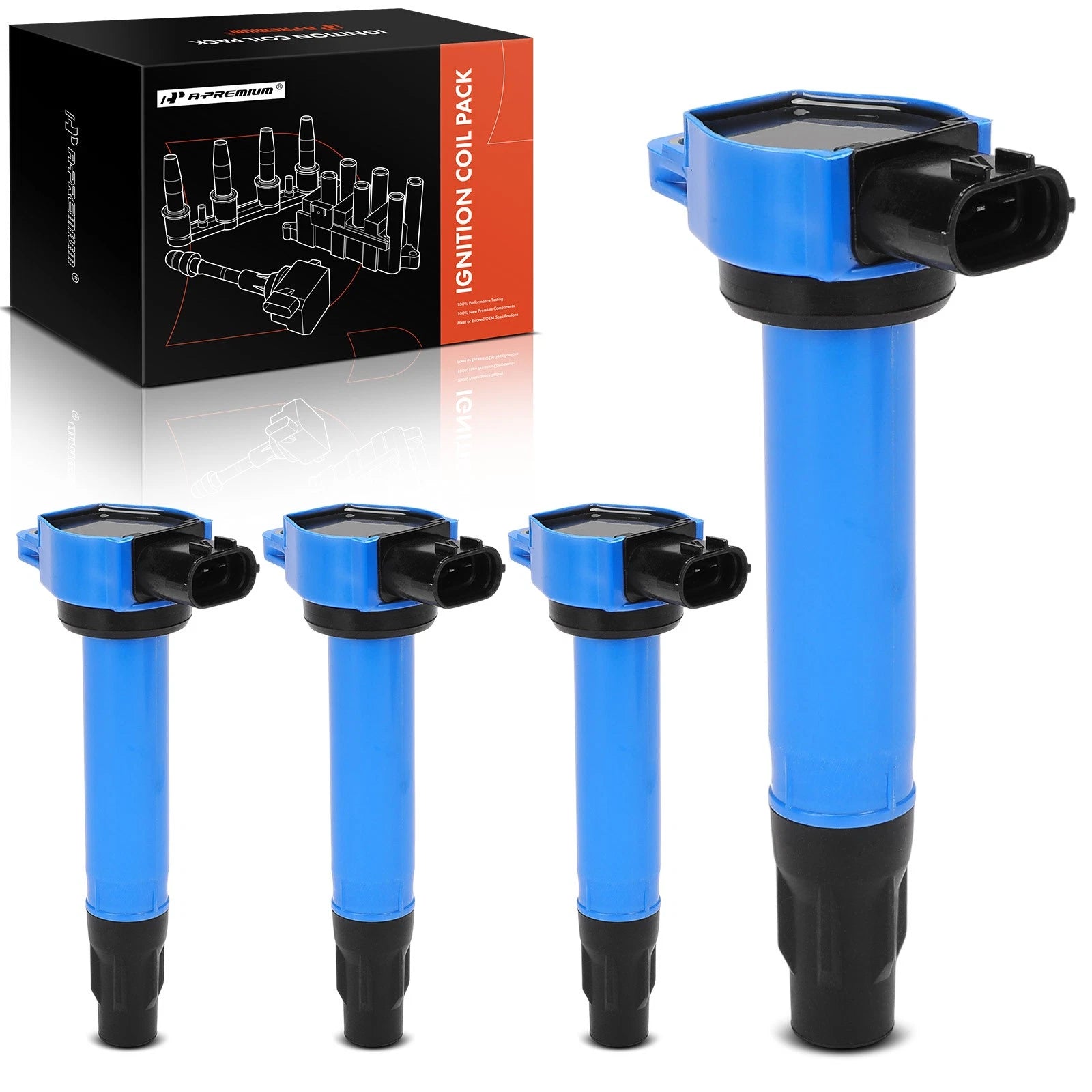 Set of 4 Blue Ignition Coils for Mitsubishi Outlander (2008–2013) Lancer (2008–2017)