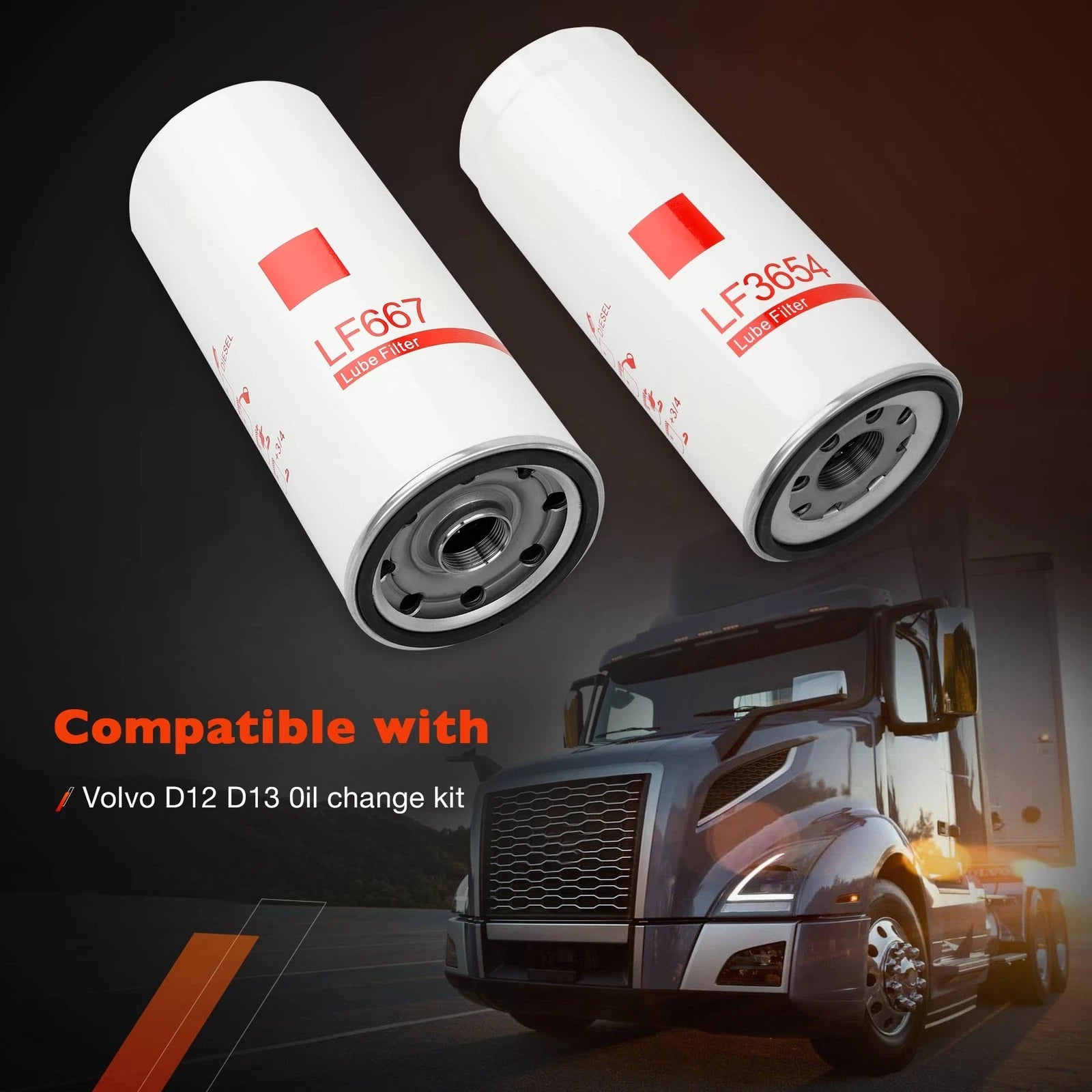 4X Diesel Oil Fuel Filter Change Kit for Volvo D12 D13 (LF667, LF3654, FF5507)