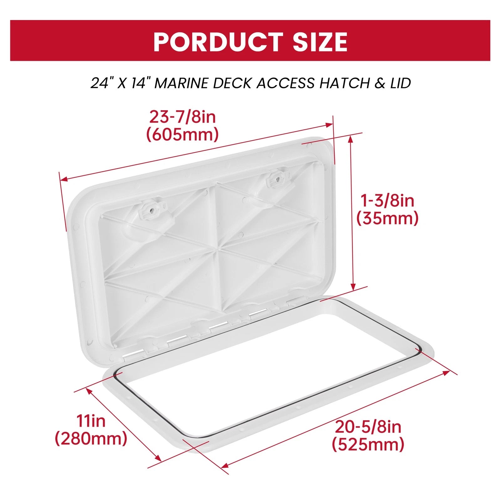 Marine Deck Access Hatch for Boat Caravan RV (24" x 14")