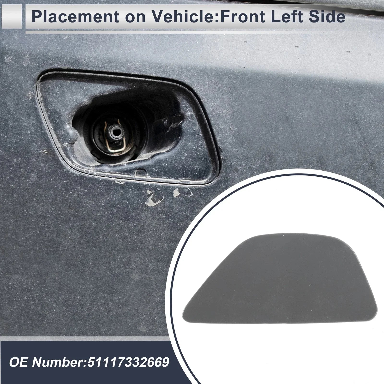 Front Left Side Bumper Headlight Washer Nozzle Cover Cap for BMW 535i Unpainted