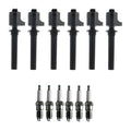 Set of 6 Ignition Coils & U-Groove Spark Plugs for Ford Escape (2001–2007)
