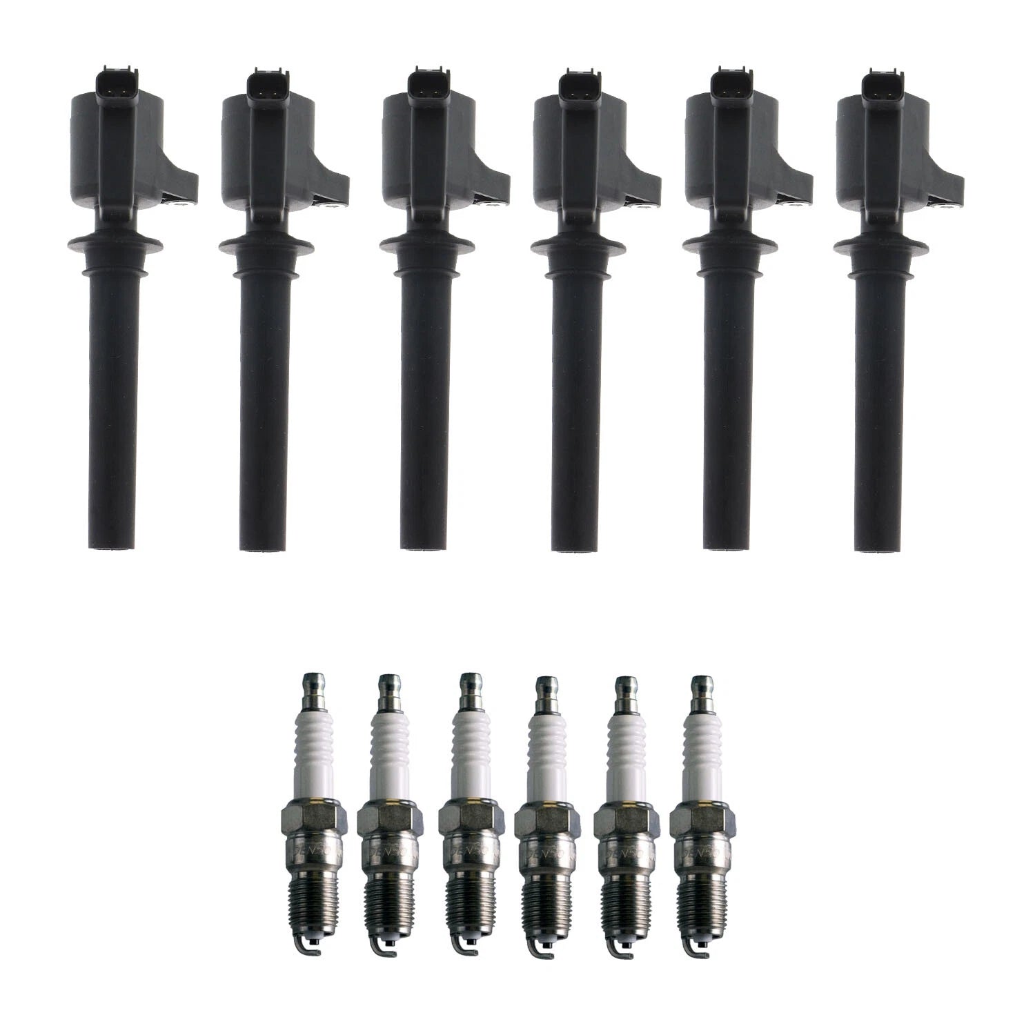 Set of 6 Ignition Coils & U-Groove Spark Plugs for Ford Escape (2001–2007)