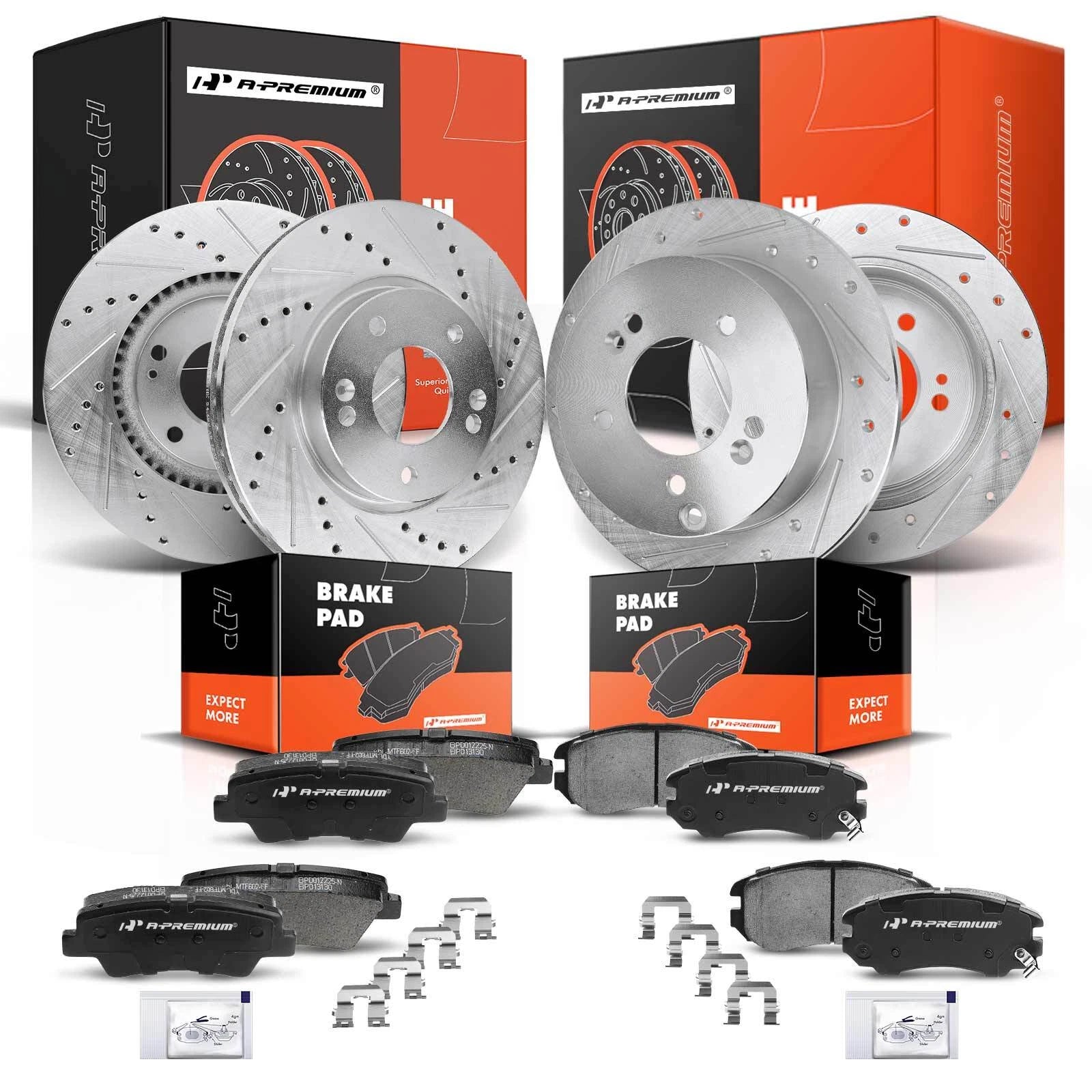 Drilled Brake Rotors & Ceramic Pads for Hyundai Sonata