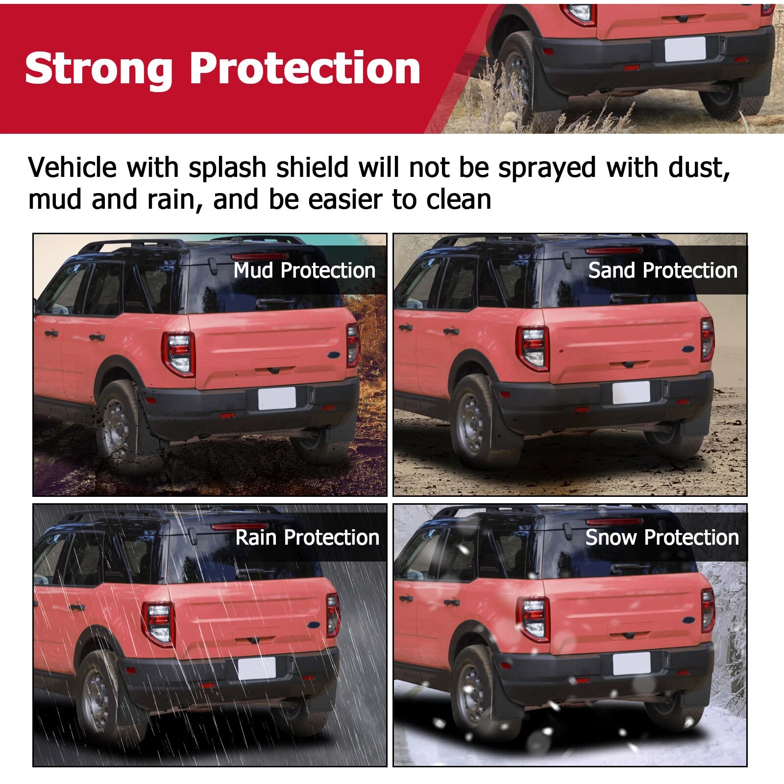Set of 2 Rear Mud Flaps for Ford Bronco Sport (2021–2024)