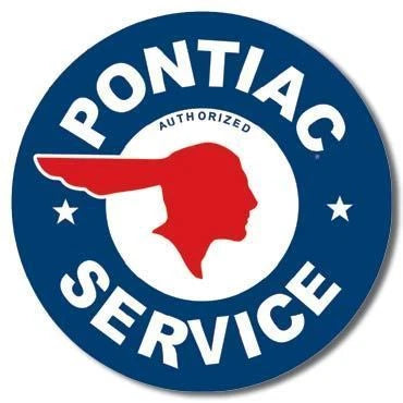 Vintage Pontiac Ford Service Round Tin Metal Sign 184