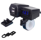 Dual USB Charger Power Adapter with Voltmeter for Motorcycle (12V)