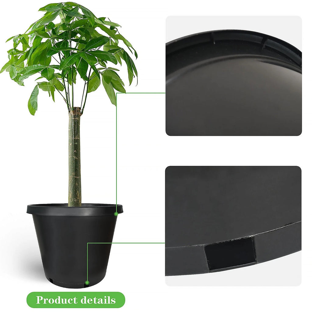 Set of 5 Heavy Duty Black Plastic Nursery Plant Containers