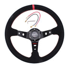 Steering Wheel 345mm Suede Leather Deep Dish for Universal Fit